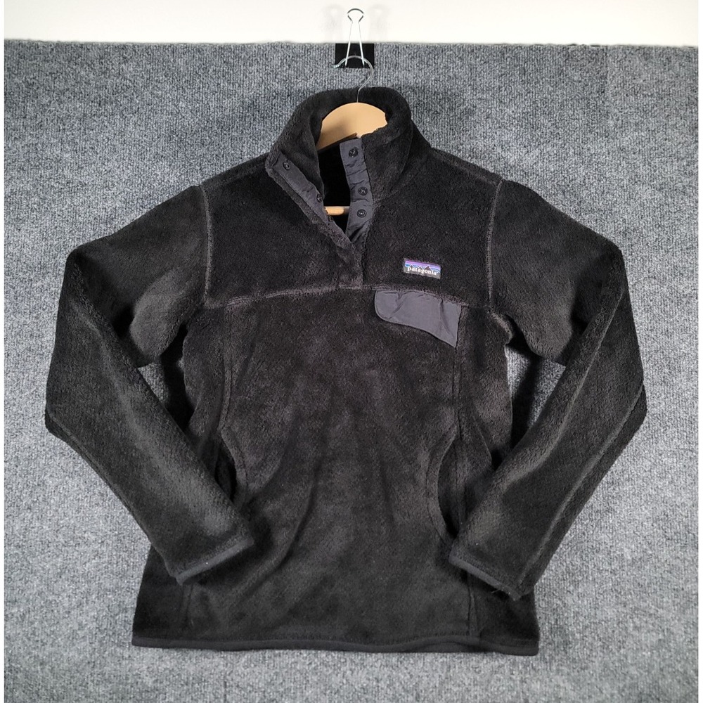 Patagonia Re-Tool Snap T Fleece Polartec Pullover Jacket Womens Small Black Logo